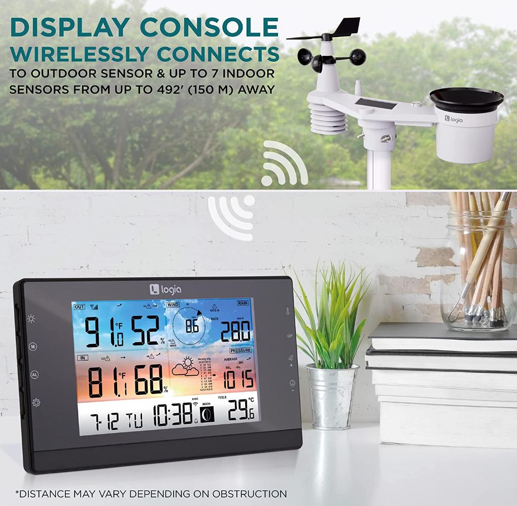 thumbnail image 2 of VIVOSUN 18-in-1 Wi-Fi Weather Station With 7.6" Display - 24-48hr Forecast 2 of 5